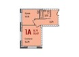 Red Fox (Ред Фокс) , дом 3: Планировка 1-комнатной квартиры 38,47 кв.м