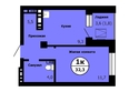Серебряный, дом 1 корпус 3: Планировка 1-комн 32,3 - 32,9 м²