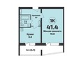 Приозерный, дом 712 серия Life: Планировка 1-комн 41, 41,4 м²