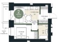 Калина Долина, дом 6: Планировка 2-комн 36,8 м²