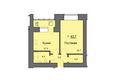 SkySeven (Скай севен), 2 очередь дом 3: Планировка однокомнатной квартиры 43,7 кв.м