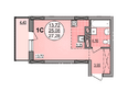 Гурьевский, дом 1 корпус 3: Планировка Студия 25,08, 25,6 м²