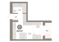 Квартал Молодость, дом 1: Планировка Студия 28,99 - 29,17 м²