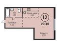 Адалин на Южном, дом 15 корпус 2: Планировка 1-комн 29,49 м²