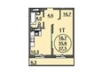Матрешкин двор, 105, дом 1, сек 3: Планировка 1-комн 37,5 - 37,9 м²