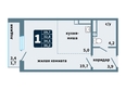 Ладейский квартал, дом 3: Планировка 1-комн 36,2, 36,6 м²