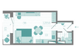 КБС. Берег, дом 7 строение 2: Планировка 1-комн 31,9 м²