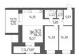 Бавария, дом 11: Планировка 3-комн 86,35 м²