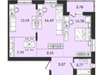 Источник, дом 3: Планировка 3-комн 69,52 - 69,75 м²