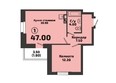 Родники, дом 602, серия Green: Планировка 1-комн 46,9 - 47,4 м²