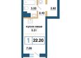 Нанжуль-Солнечный, дом 12в: Планировка 1-комн 22,2 м²