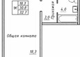 Гренландия, Лес дом №5: Планировка 1-комн 32,7 м²