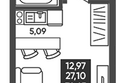 Ермак: Планировка Студия 27,1 м²