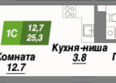 Калининский квартал, дом 3: Планировка 1-комн 25,3, 25,4 м²