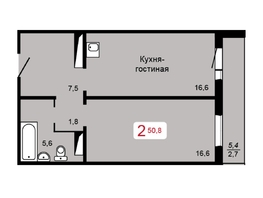 Продается 2-комнатная квартира КБС. Берег. дом 1, стр. 1, 50.8 м², 3880000 рублей