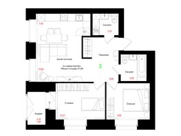 Продается 3-комнатная квартира ЖК Соцветие, дом 5.4, 61.88 м², 8972600 рублей