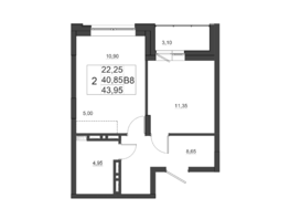 Продается 2-комнатная квартира ЖК Дивные Дали, дом 1, 43.95  м², 4966350 рублей