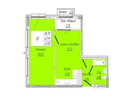 Продается 1-комнатная квартира ЖК На 2-й Дачной, 47 м², 8798600 рублей