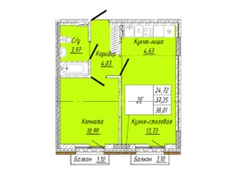 Продается 1-комнатная квартира ЖК На 2-й Дачной, 38 м², 7602000 рублей