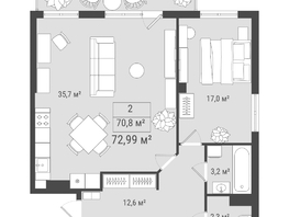 Продается 2-комнатная квартира ЖК Алтан, 72.99 м², 10802520 рублей