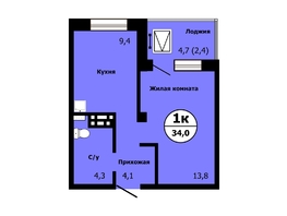 Продается 1-комнатная квартира ЖК Тихие зори, Новый дом корпус 3, 34  м&sup2;, 6052000 рублей