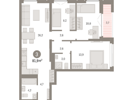 Продается 3-комнатная квартира ЖК Европейский берег, дом 45, 81.92  м&sup2;, 13630000 рублей