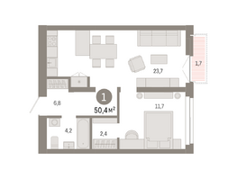 Продается 1-комнатная квартира ЖК Европейский берег, дом 45, 50.39  м², 8620000 рублей