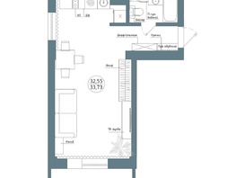 Продается 1-комнатная квартира ЖК Профсоюзная, 7, 33.73  м&sup2;, 5041286 рублей