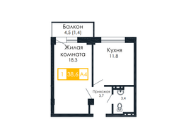 Продается 1-комнатная квартира ЖК Мичуринские аллеи, дом 1, 38.6  м², 4825000 рублей