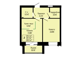 Продается 2-комнатная квартира ЖК Бердские кварталы, дом 3.3, 45.6 м², 4100000 рублей