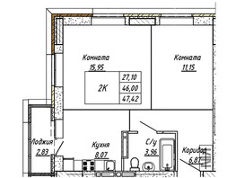 Продается 2-комнатная квартира ЖК Дружба, Шевченко, 135, 47.42  м², 7444940 рублей