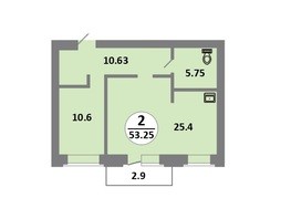Продается 2-комнатная квартира ЖК Снегири, дом 11, 53.25  м², 6125000 рублей