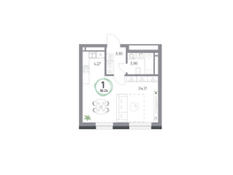 Продается 1-комнатная квартира ЖК Юдинский, дом 1.2, 36.24  м&sup2;, 5269296 рублей