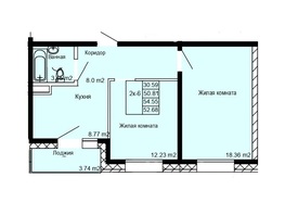 Продается 2-комнатная квартира ЖК Восточный, 52.68  м², 7638600 рублей