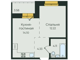 Продается 1-комнатная квартира ЖК Семья, 3 очередь, б/с 7, 38.34  м²