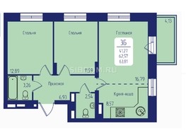 Продается 3-комнатная квартира ЖК Univers (Универс), 1 квартал, 63.81  м², 9060000 рублей