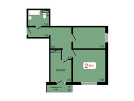 Продается 2-комнатная квартира ЖК КБС. Берег, дом 7 строение 5, 60.8 м², 8208000 рублей
