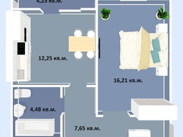 Продается 1-комнатная квартира ЖК Успех, дом 3, 44.84  м², 6322000 рублей