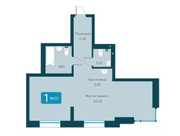 Продается 2-комнатная квартира ЖК Марсель-2, дом 4, 59.71  м², 9255050 рублей