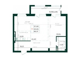 Продается 2-комнатная квартира ЖК Локомотив, подъезд 1, 2 , 66.36  м², 8686524 рублей