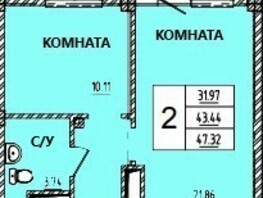 Продается 1-комнатная квартира ЖК Дом на Светлова, 47.07  м², 5177700 рублей