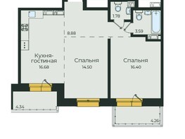 Продается 2-комнатная квартира ЖК Семья, 3 очередь, б/с 6, 70.43  м²