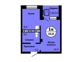 Продается 1-комнатная квартира ЖК Тихие зори, дом Берег корпус 2, 33.8  м², 4089000 рублей