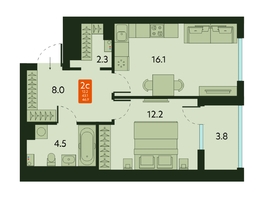 Продается 2-комнатная квартира ТАЙГИНСКИЙ ПАРК, дом 2, 46.9 м², 4040000 рублей