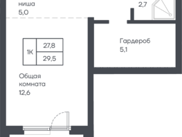 Продается 1-комнатная квартира ЖК Подсолнухи, 29.5  м&sup2;, 4366000 рублей