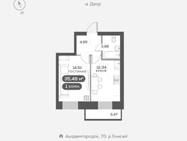 Продается 1-комнатная квартира ЖК Академгородок, дом 3, 35.48  м², 7500000 рублей
