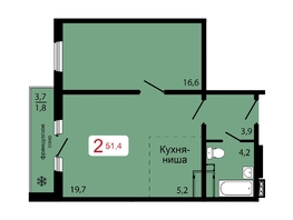 Продается 2-комнатная квартира ЖК КБС. Классика, дом 1, 51.4  м², 6733400 рублей