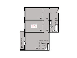 Продается 3-комнатная квартира ЖК Мичурино, дом 2 строение 4, 70.4  м², 7251200 рублей