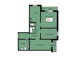 Продается 3-комнатная квартира ЖК Мичурино, дом 2 строение 7, 86.3  м², 8200000 рублей