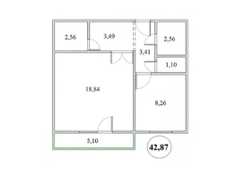 Продается 1-комнатная квартира БЕРЁЗКА, дом 4, 42.87 м², 2766000 рублей